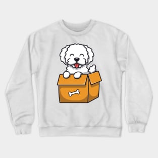 Cute Dog Playing In Box (3) Crewneck Sweatshirt